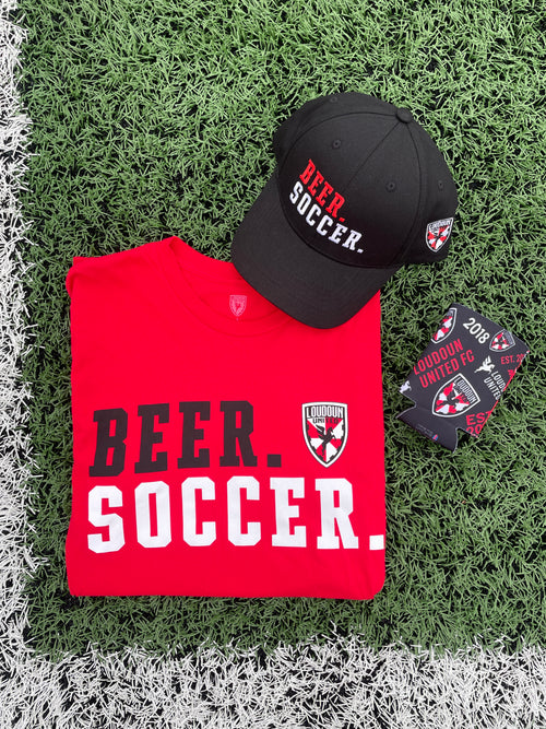 Beer. Soccer. T-Shirt + Hat + Koozie Bundle
