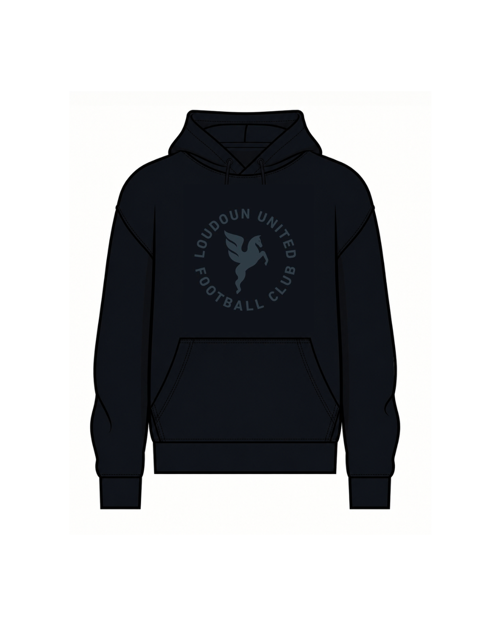 Loudoun United FC Black on Black Pegasus Hoodie